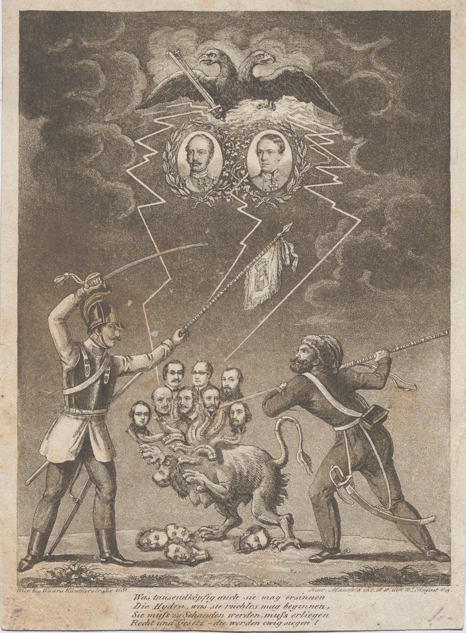 Allegorie der Unterdrückung der ungarischen Revolution 1849, 1849 von Heinrich Mansfeld