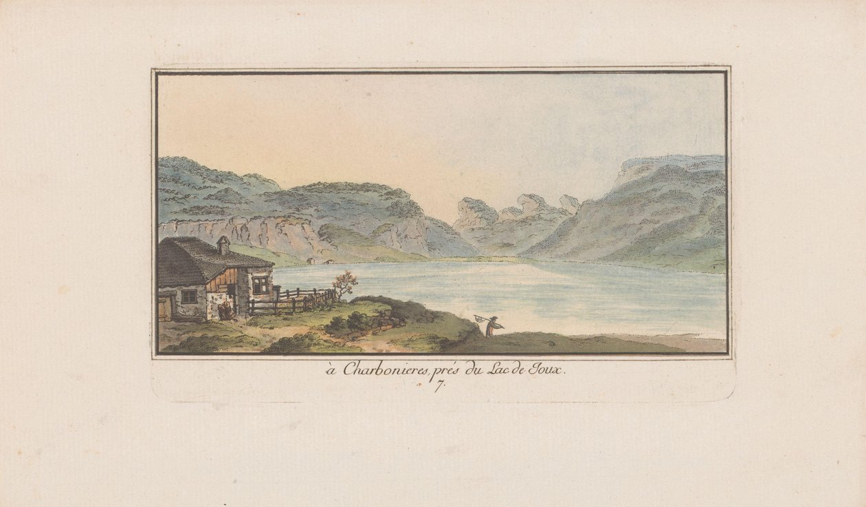 Ansicht auf Les Charbonnières am Lac de Joux von Heinrich Rieter