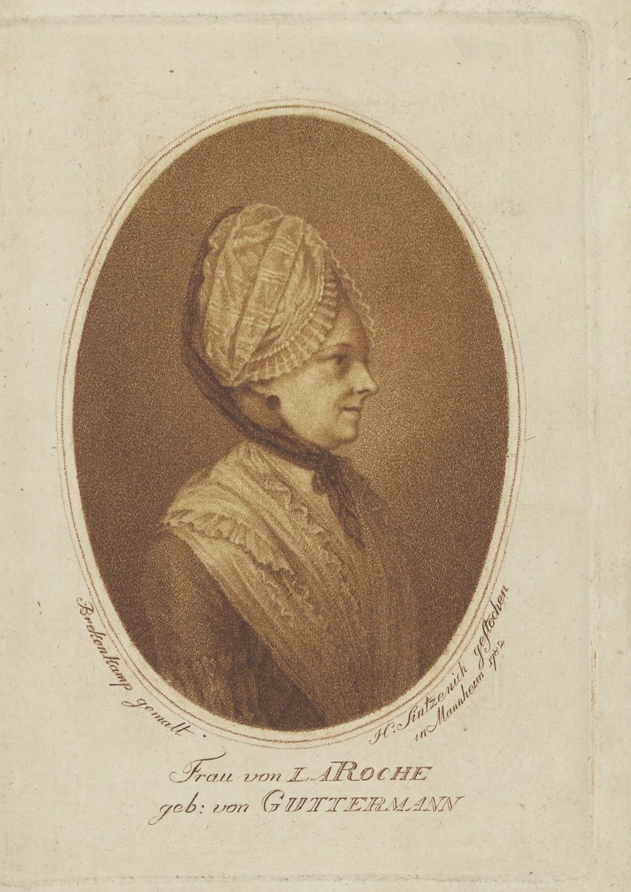 Sophie von La Roche, geborene Gutermann von Gutershofen 1730-1807, 1782 von Heinrich Sintzenich
