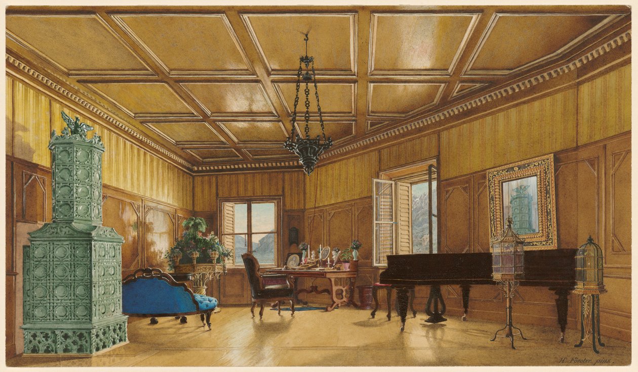 Das Musikzimmer der Erzherzogin Margarete, Prinzessin von Sachsen, im Schloss Ambras von Heinrich von Förster