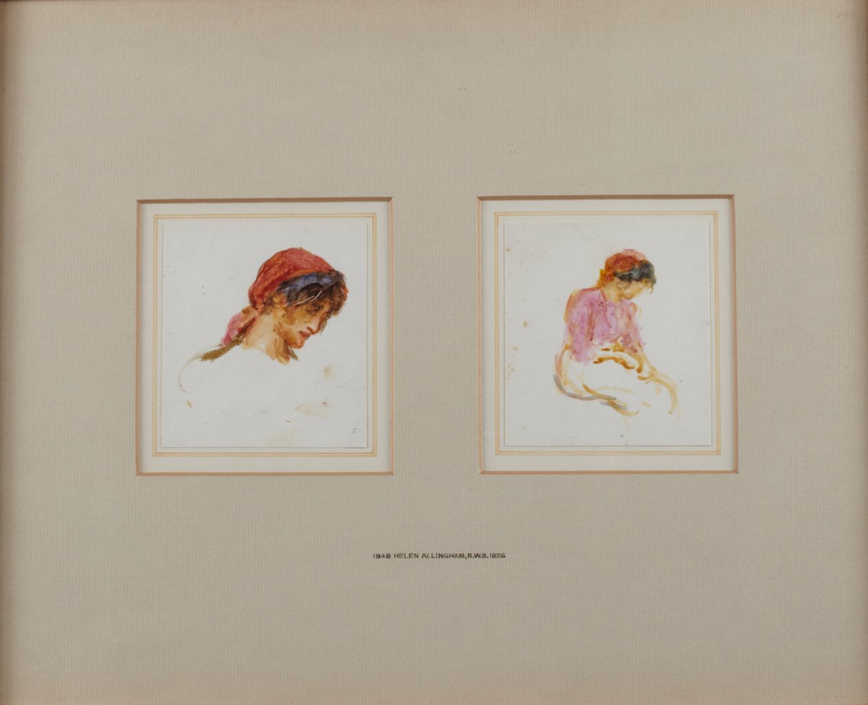 Studie eines Mädchens mit rotem Kopftuch von Helen Allingham