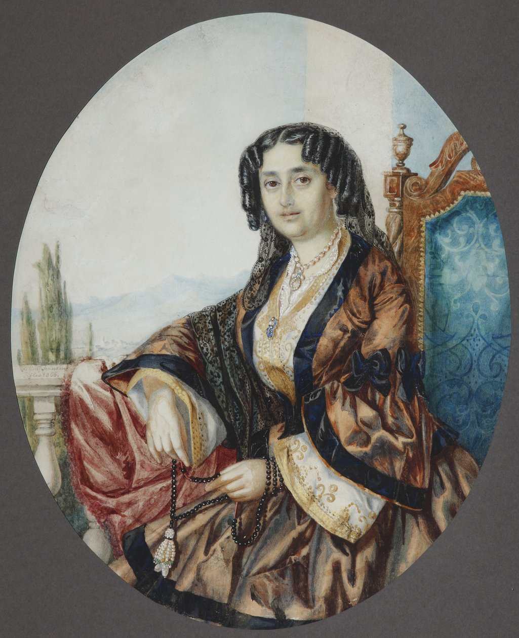 Porträt von Prinzessin Nino Aleksandrovna Griboyedova geb. Chavchavadze, 1856 von Helene Franken