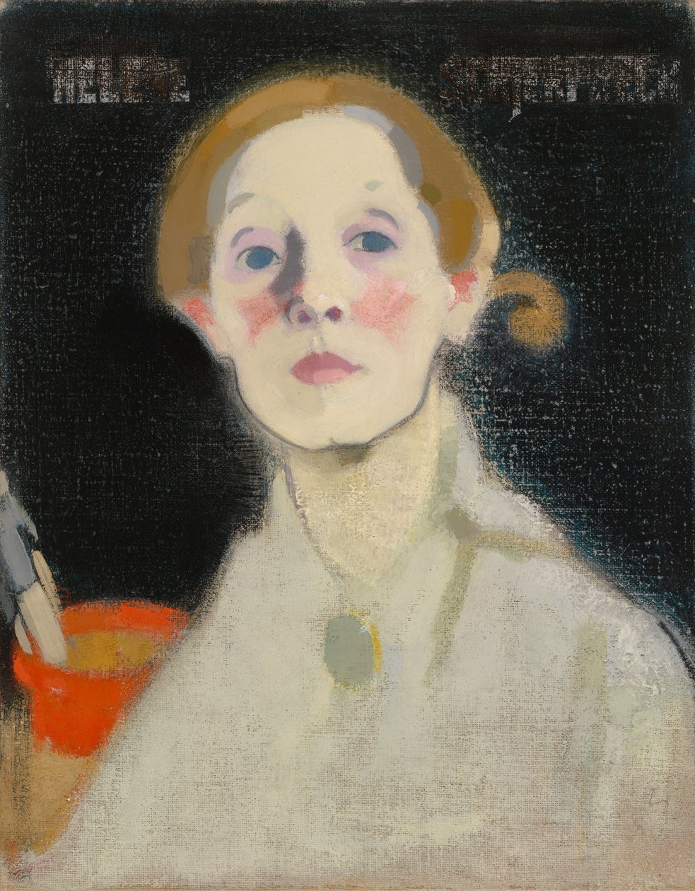 Selbstporträt, schwarzer Hintergrund von Helene Schjerfbeck