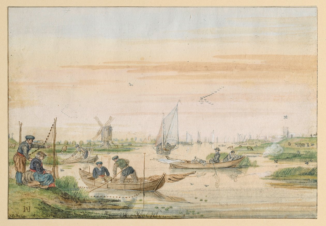 Kanallandschaft mit Fischern und Eulenjägern von Hendrick Avercamp