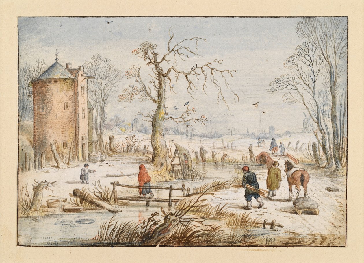 Winterlandschaft mit rundem Turm von Hendrick Avercamp