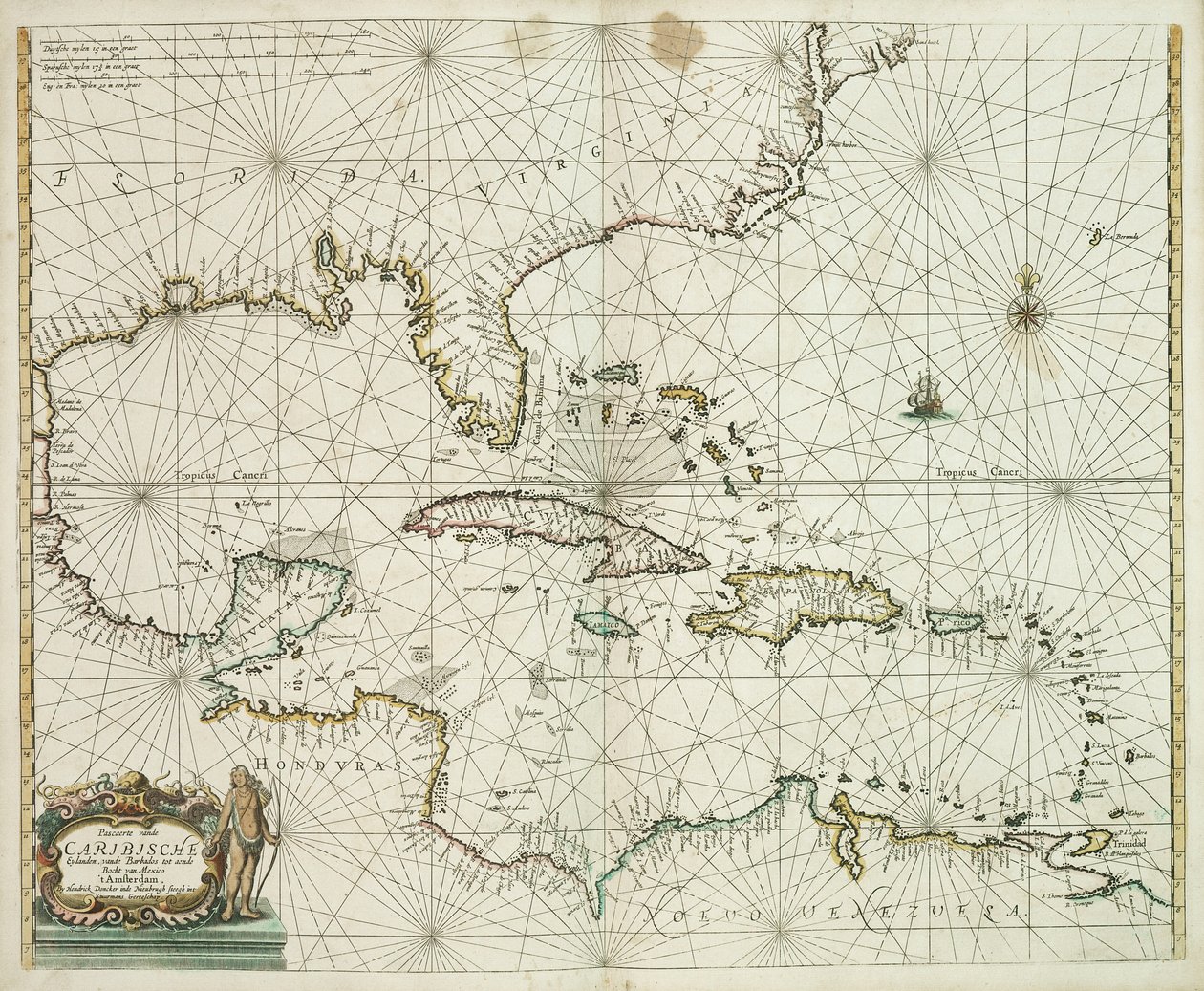Pascaerte vande Caribische eylanden, vande Barbados tot aende Bocht van Mexico von Hendrick Doncker