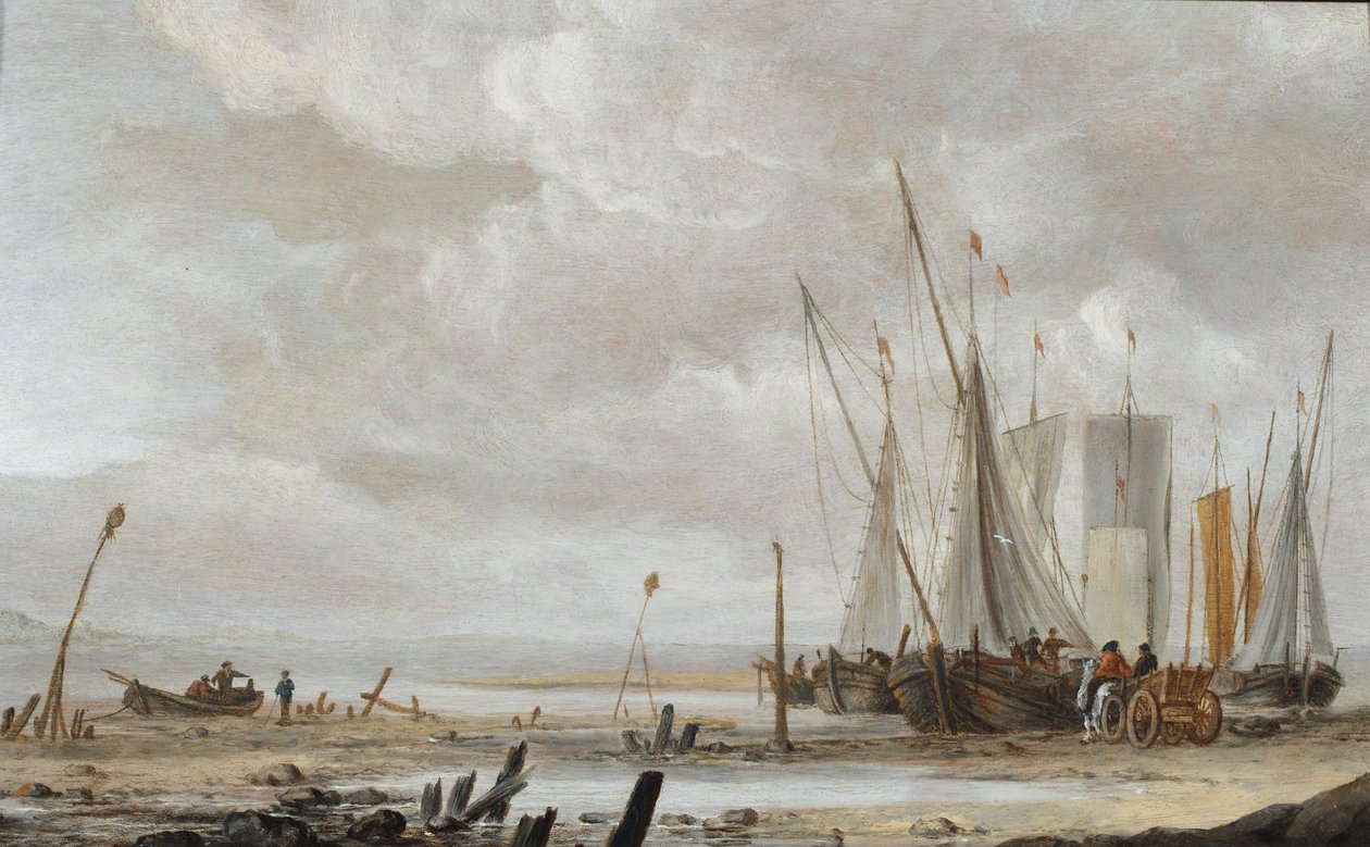 Strandszene mit Fischerbooten von Hendrick Dubbels