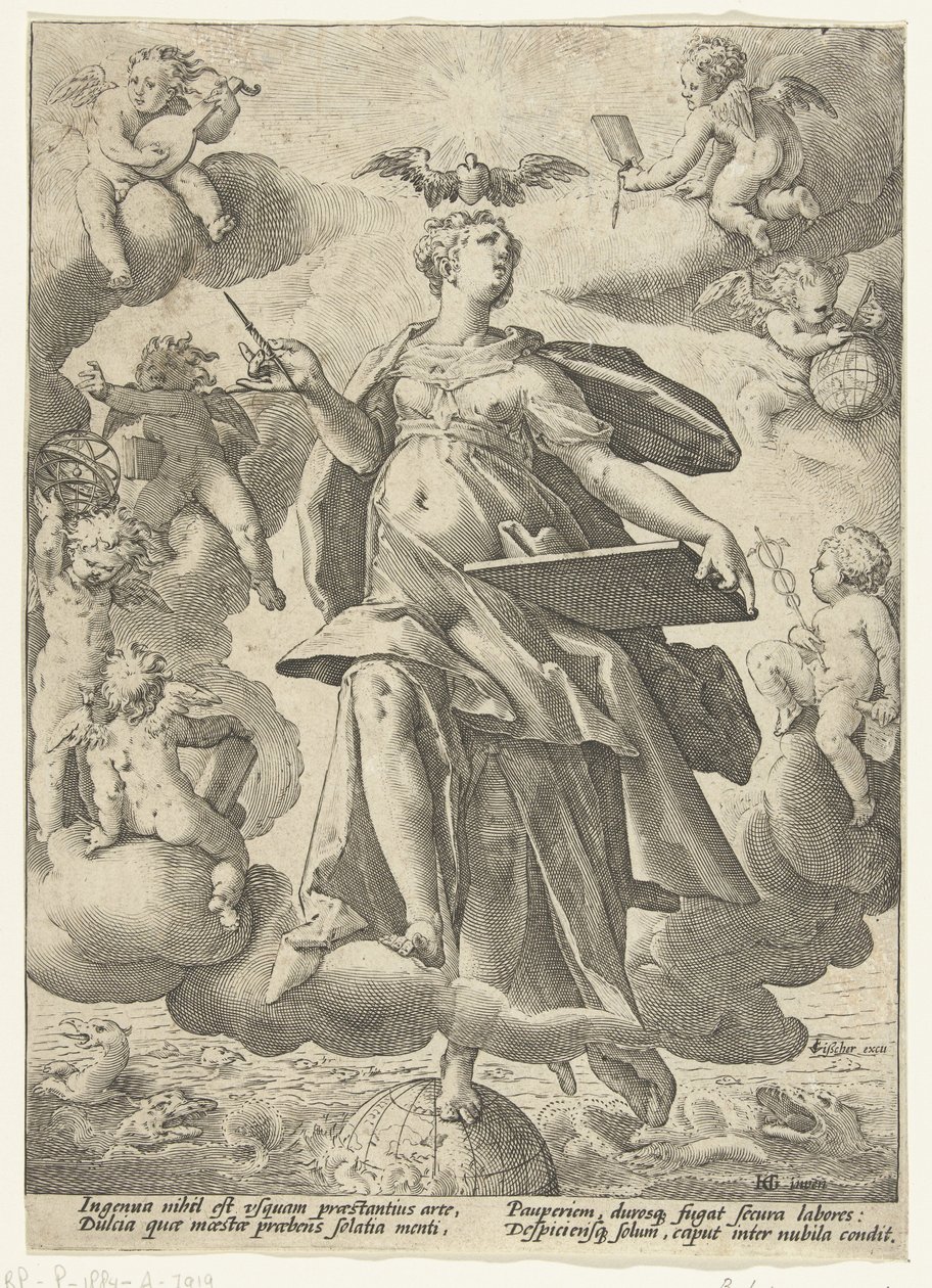Allegorie auf die Kunst von Hendrick Goltzius (workshop of)
