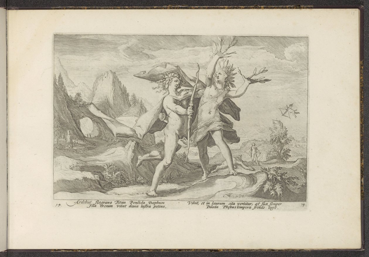Daphne verwandelt sich in einen Lorbeerbaum von Hendrick Goltzius (workshop of)