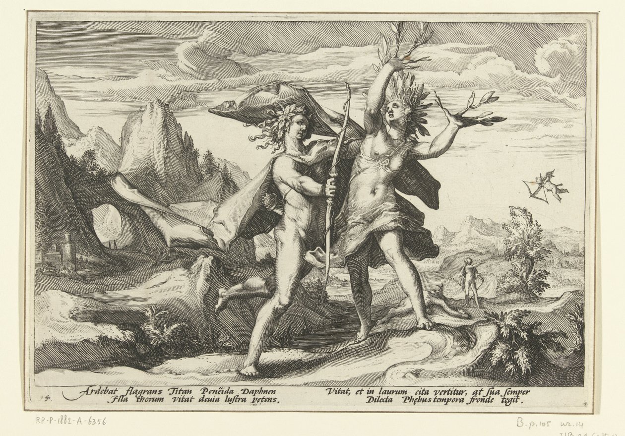 Daphne verwandelt sich in einen Lorbeerbaum von Hendrick Goltzius (workshop of)