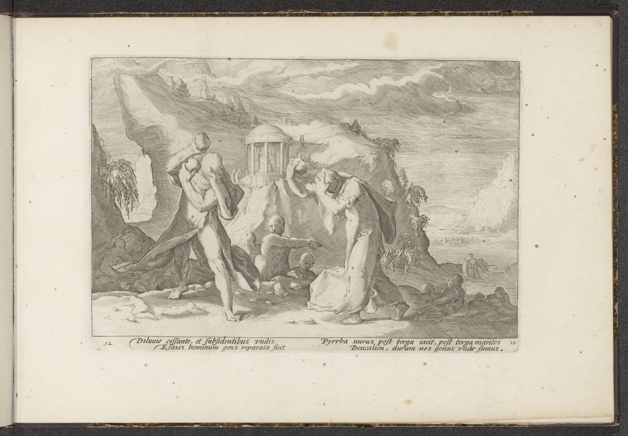 Deukalion und Pyrrha erschaffen eine neue Menschheit von Hendrick Goltzius (workshop of)