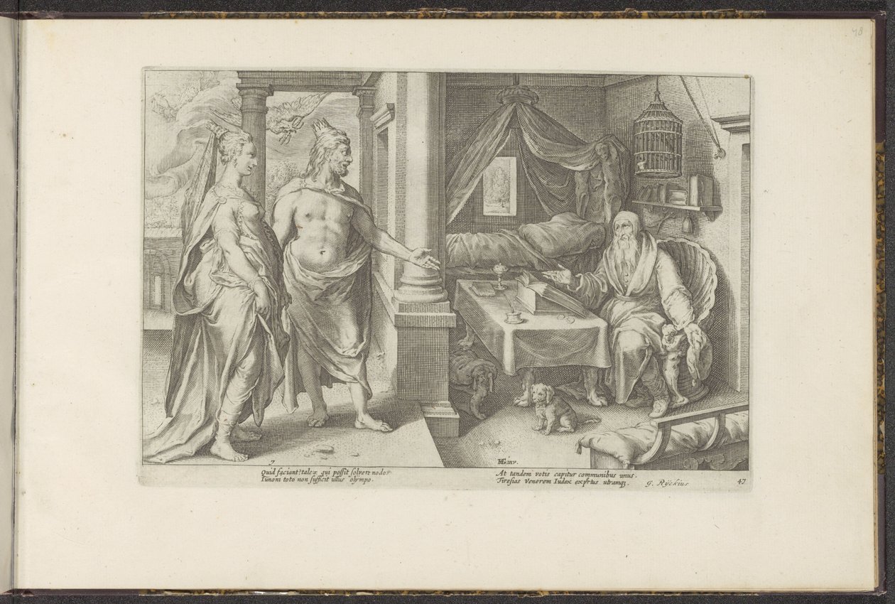 Juno und Jupiter fragen Tiresias um Rat von Hendrick Goltzius (workshop of)