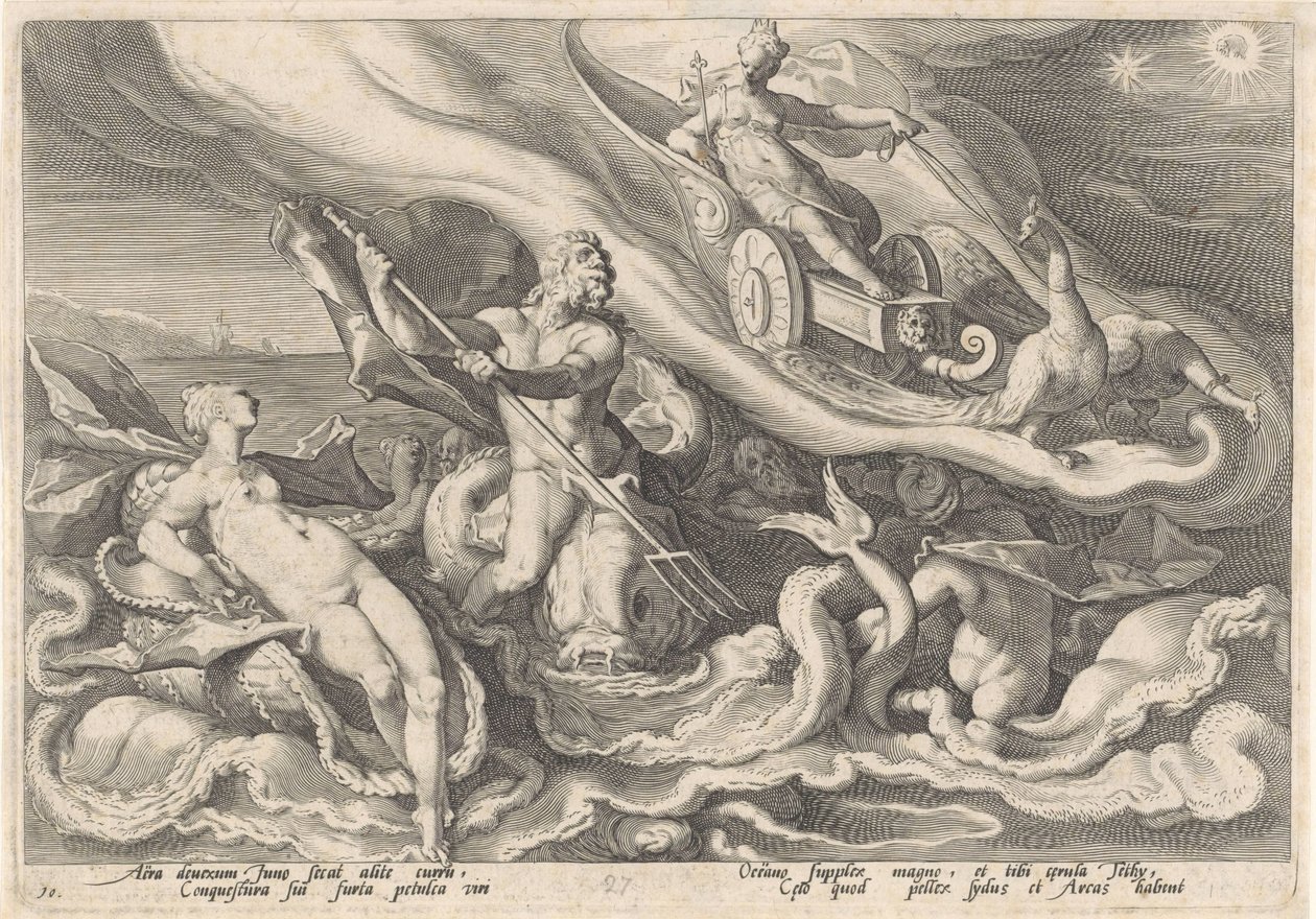 Juno beklagt sich bei Thetis und Oceanus von Hendrick Goltzius (workshop of)