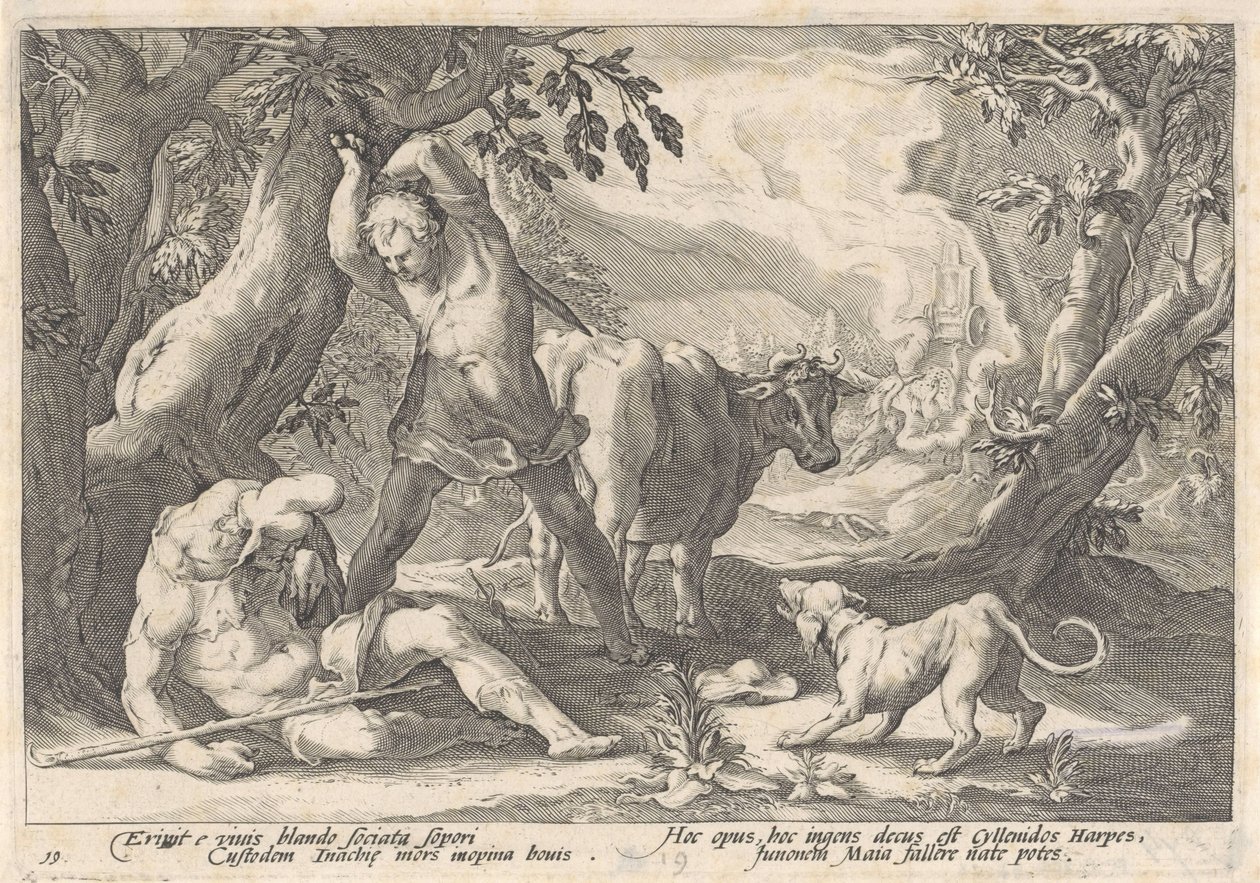 Merkur tötet Argus von Hendrick Goltzius (workshop of)