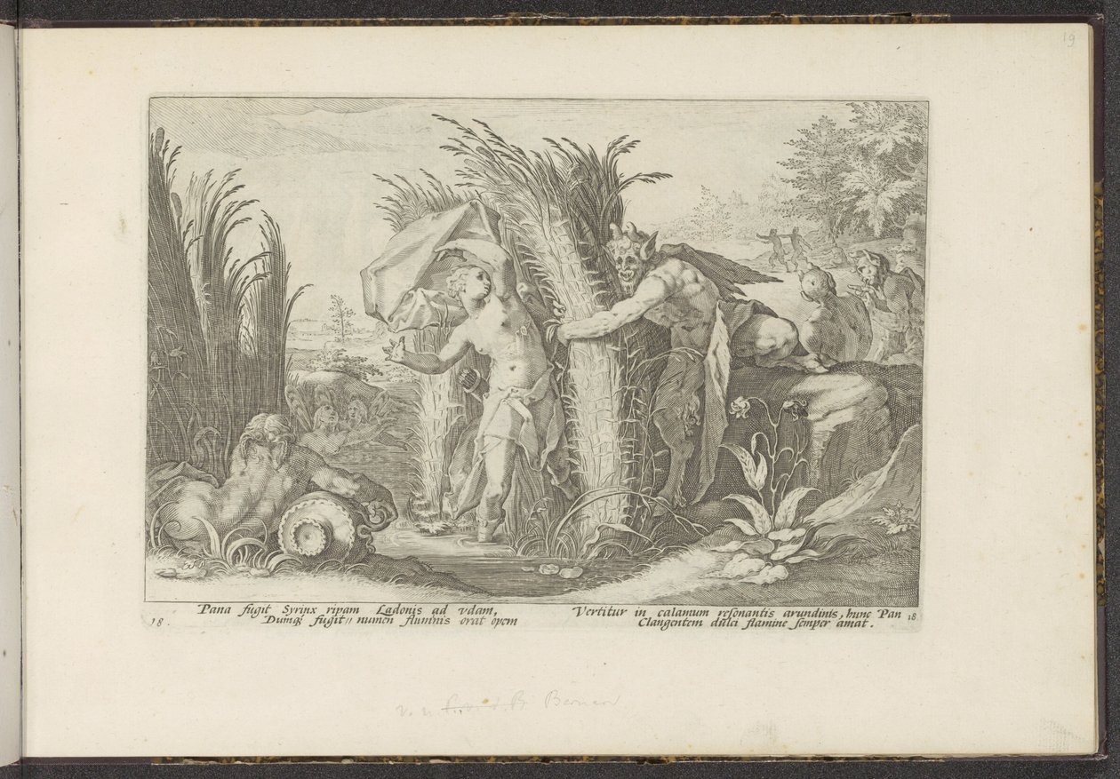 Pan und Syrinx von Hendrick Goltzius (workshop of)