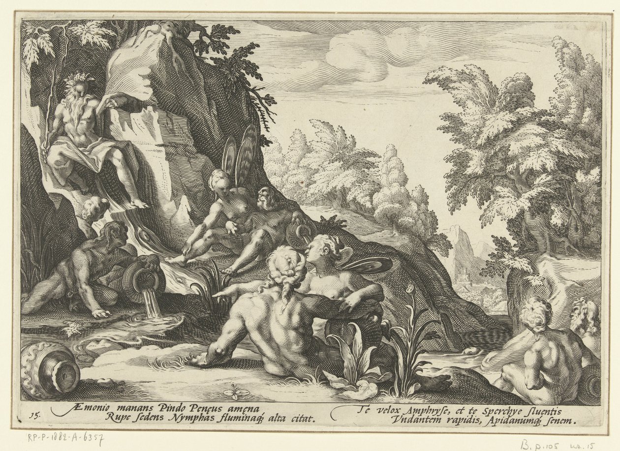 Peneus von anderen Flussgöttern besucht von Hendrick Goltzius (workshop of)