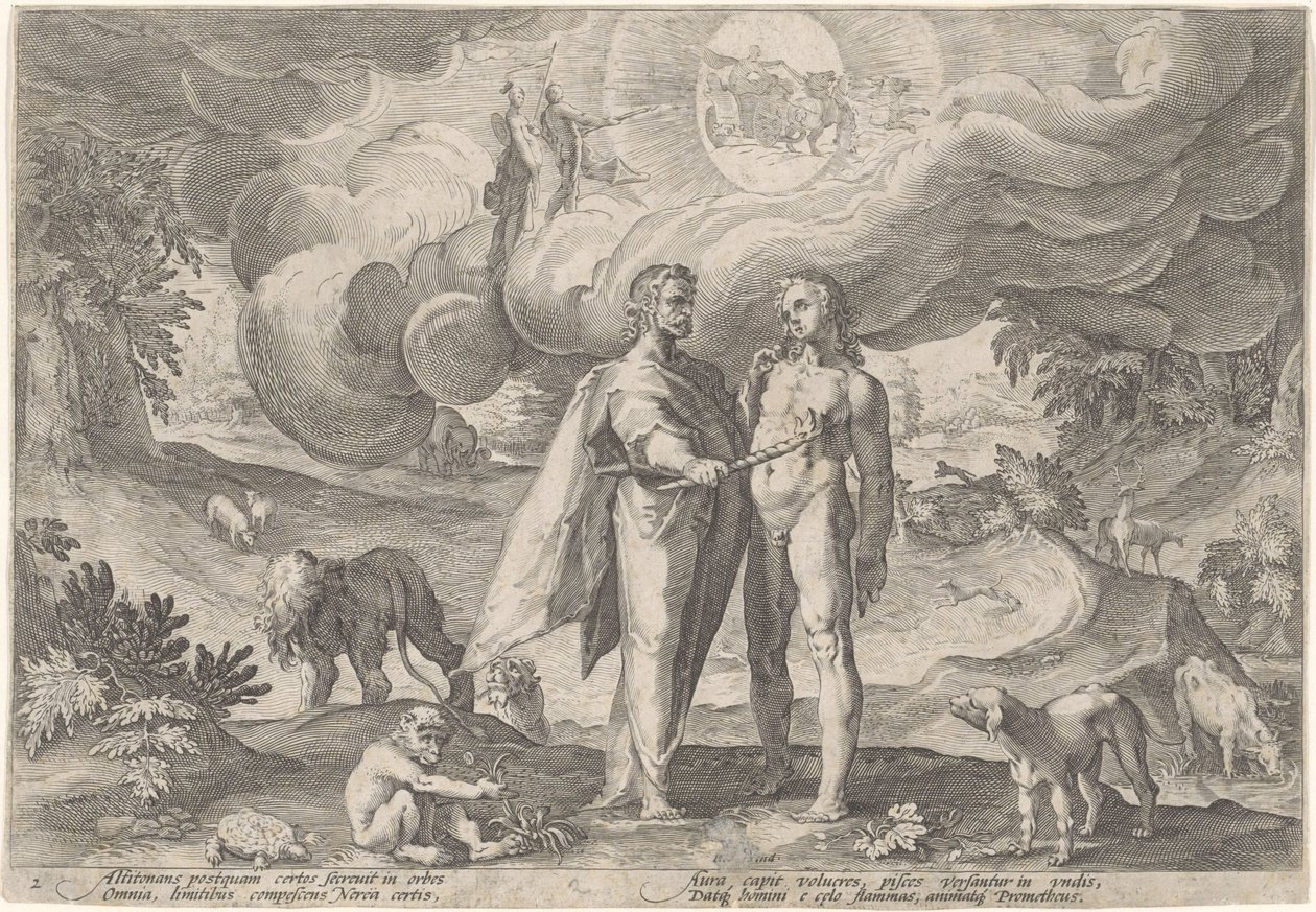 Prometheus erschafft den ersten Menschen von Hendrick Goltzius (workshop of)