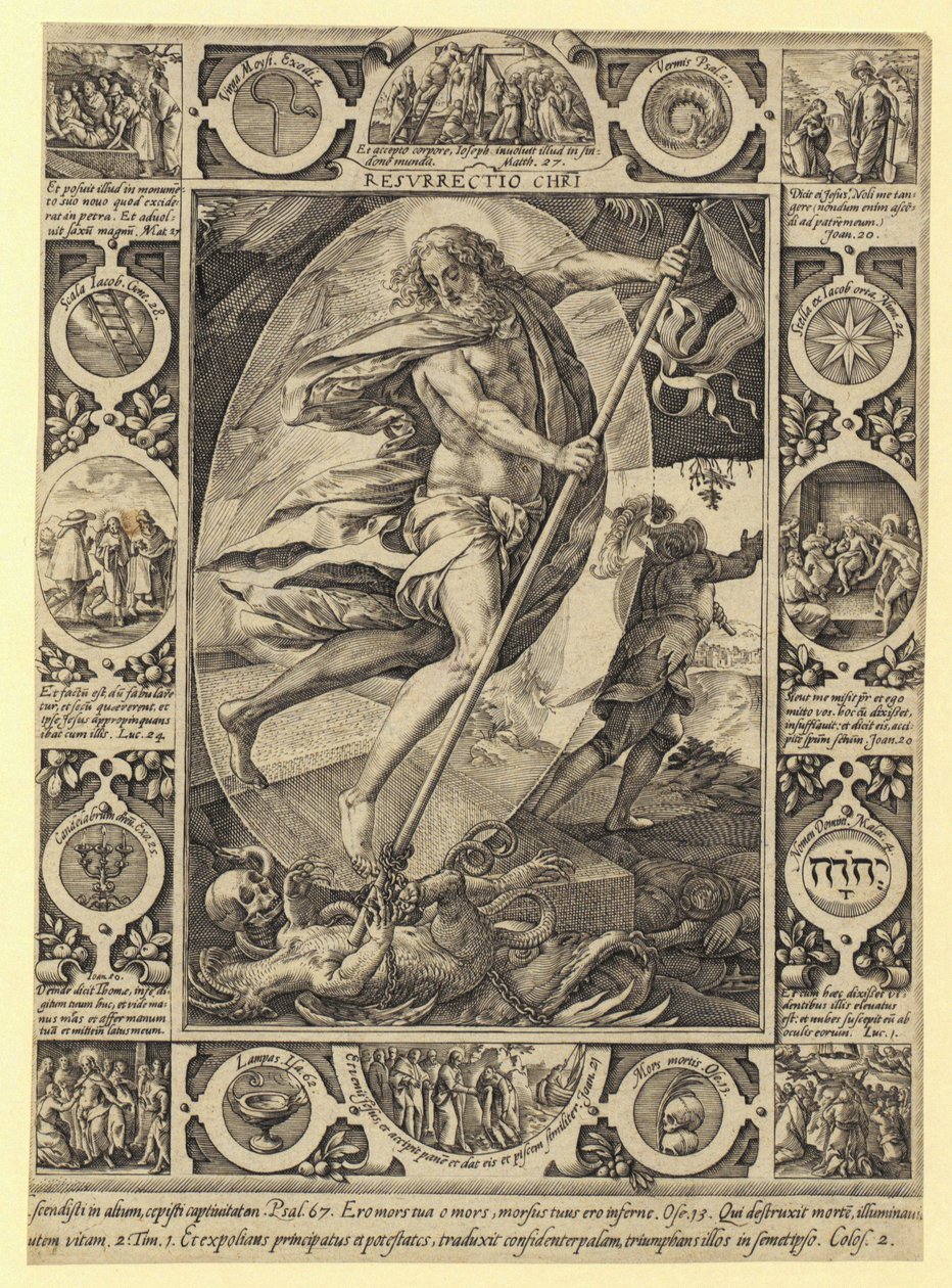 Auferstehung Christi, Blatt 7 der Folge "Das Leben Christi" von Hendrick Goltzius