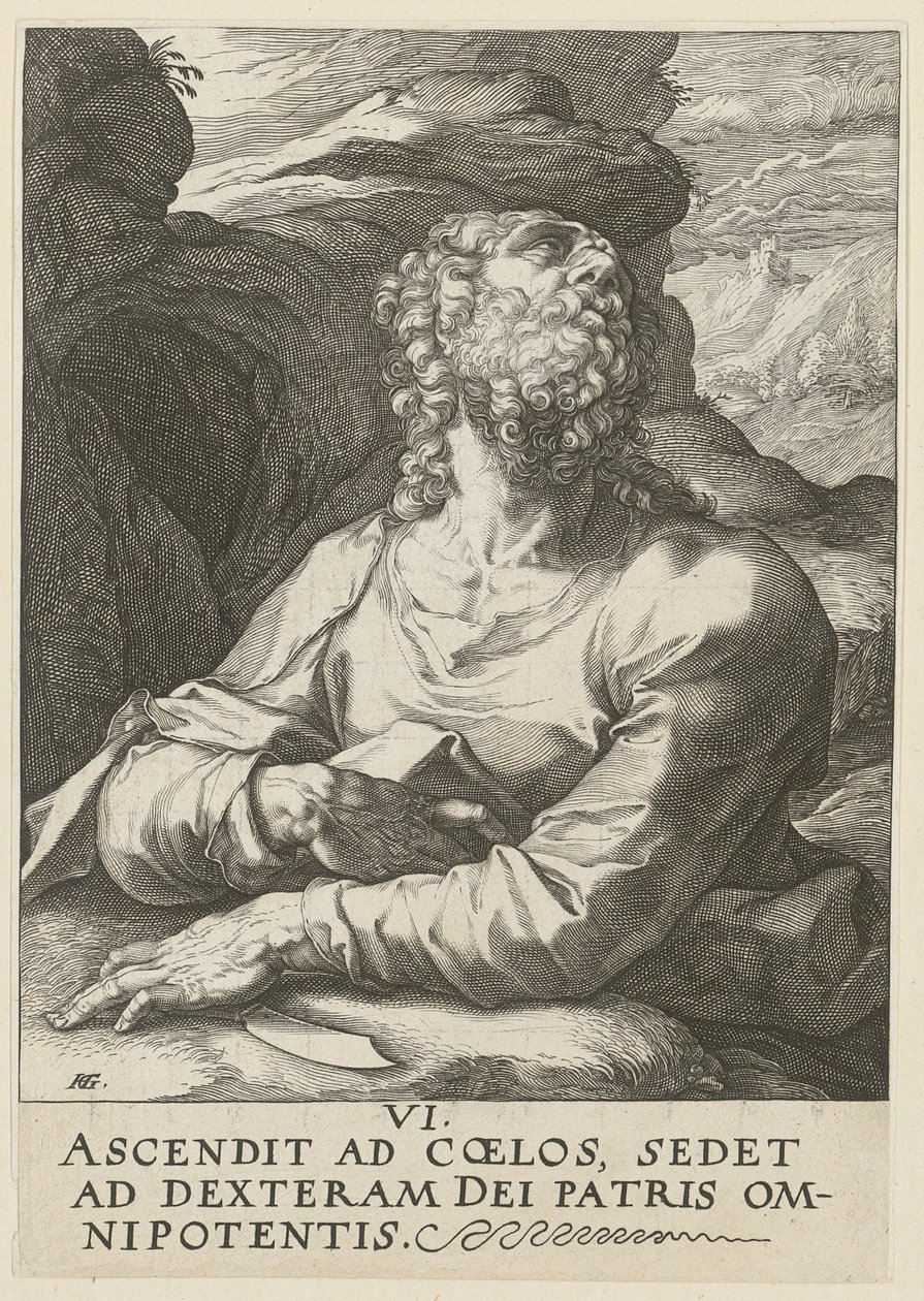 Bartholomäus, Blatt 6 der Folge "Christus, die zwölf Apostel und Paulus" von Hendrick Goltzius