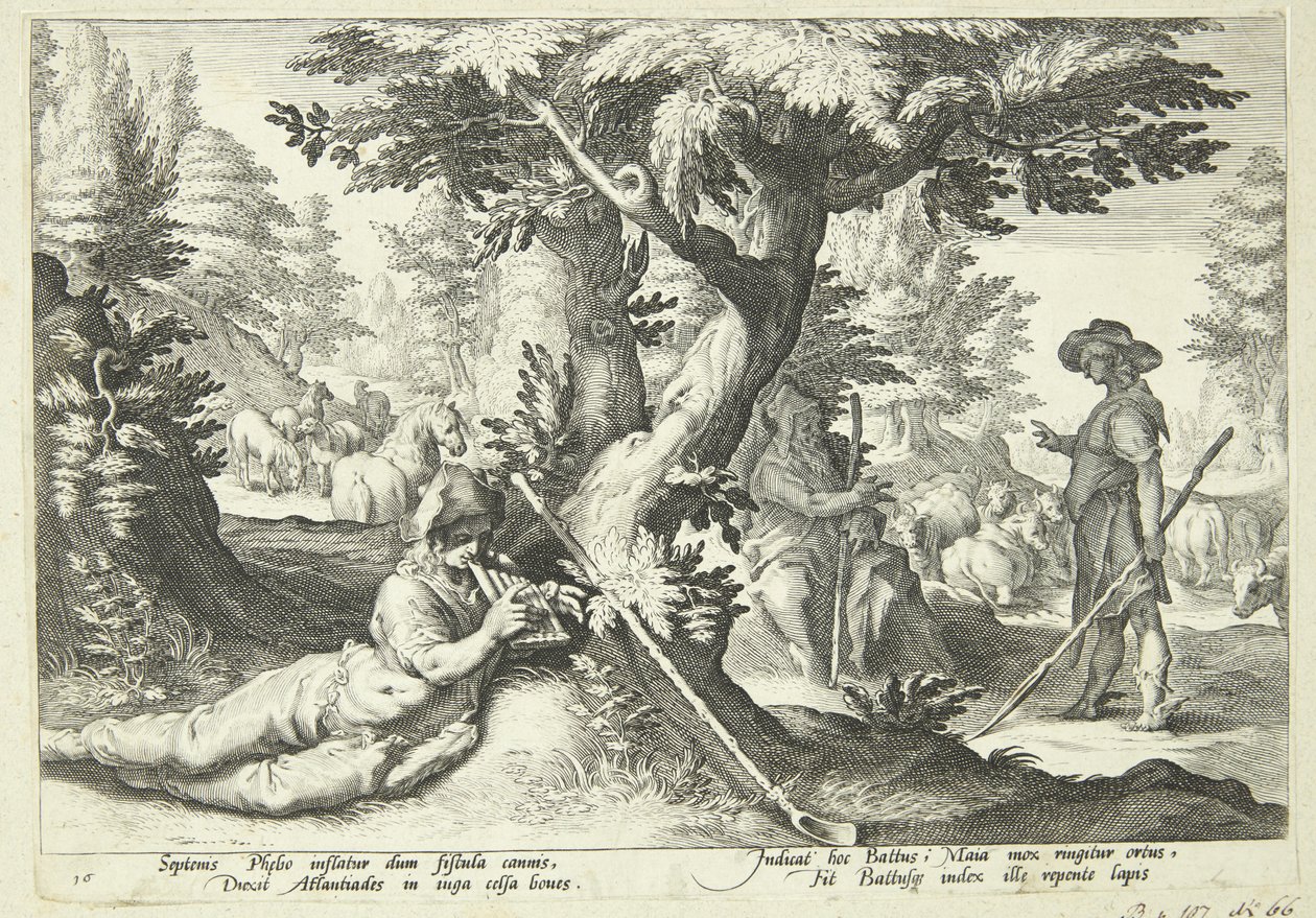 Battus wird in Stein verwandelt von Hendrick Goltzius