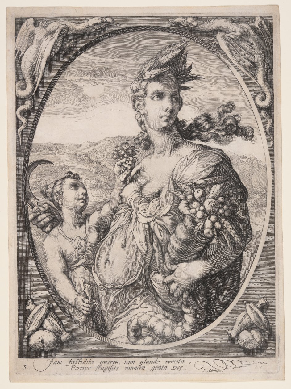 Ceres, aus Drei heidnische Götter oder Göttinnen von Hendrick Goltzius