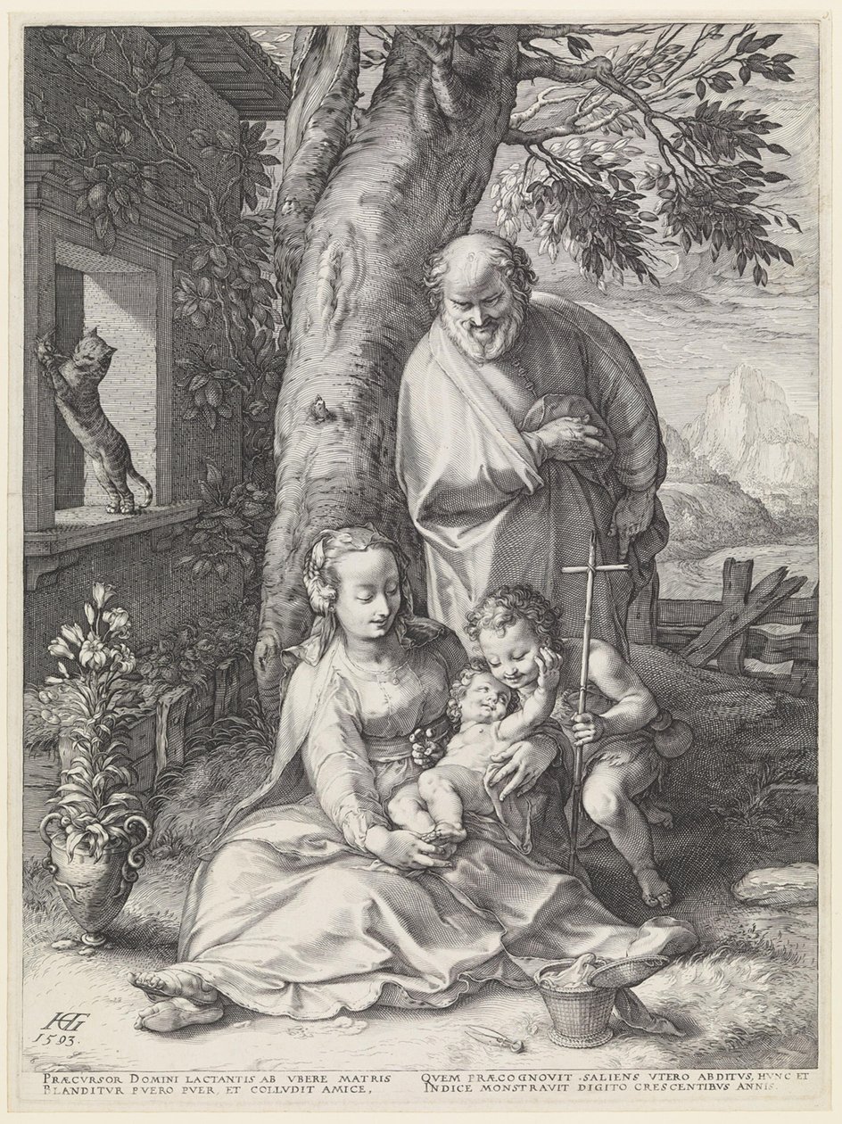 Die heilige Familie mit Johannes dem Täufer von Hendrick Goltzius