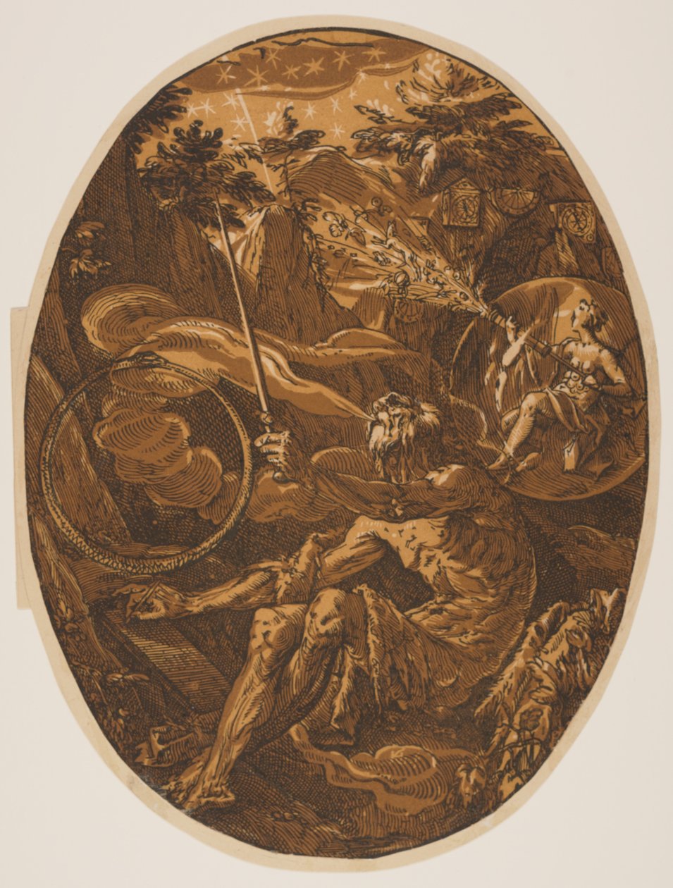 Demogorgon in der Höhle der Ewigkeit, aus Die Gottheiten von Hendrick Goltzius