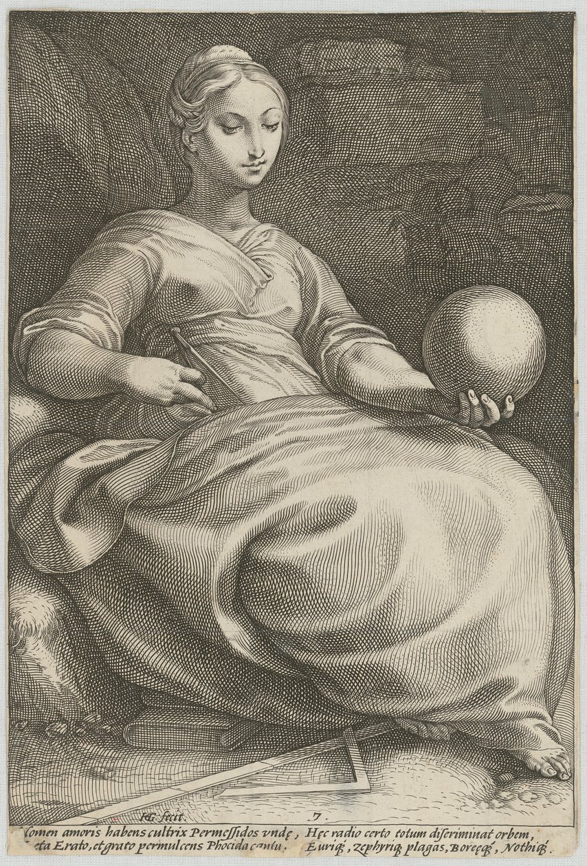 Erato, Blatt 7 der Folge "Neun Musen" von Hendrick Goltzius