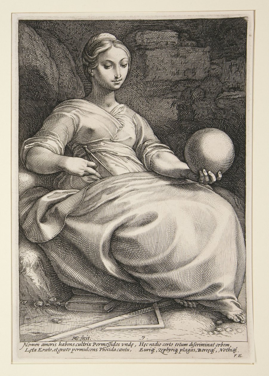 Erato, Blatt 7 aus der Serie Die neun Musen von Hendrick Goltzius