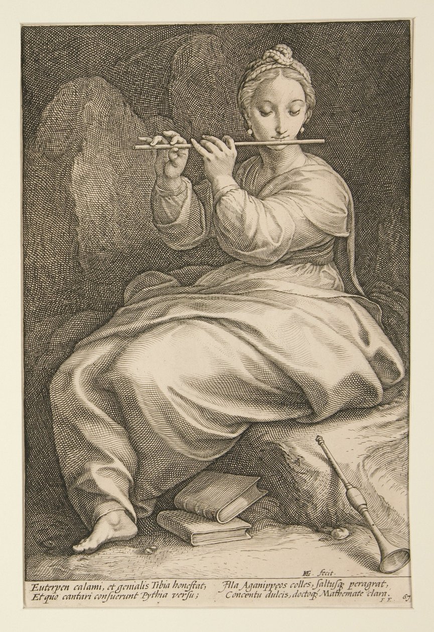 Euterpe, Blatt 6 aus der Serie Die neun Musen von Hendrick Goltzius