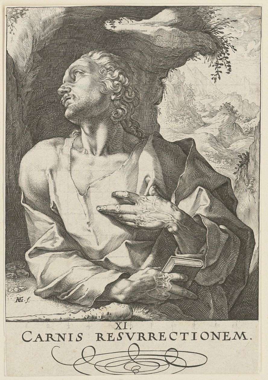 Judas Thaddäus, Blatt 12 der Folge "Christus, die zwölf Apostel und Paulus" von Hendrick Goltzius