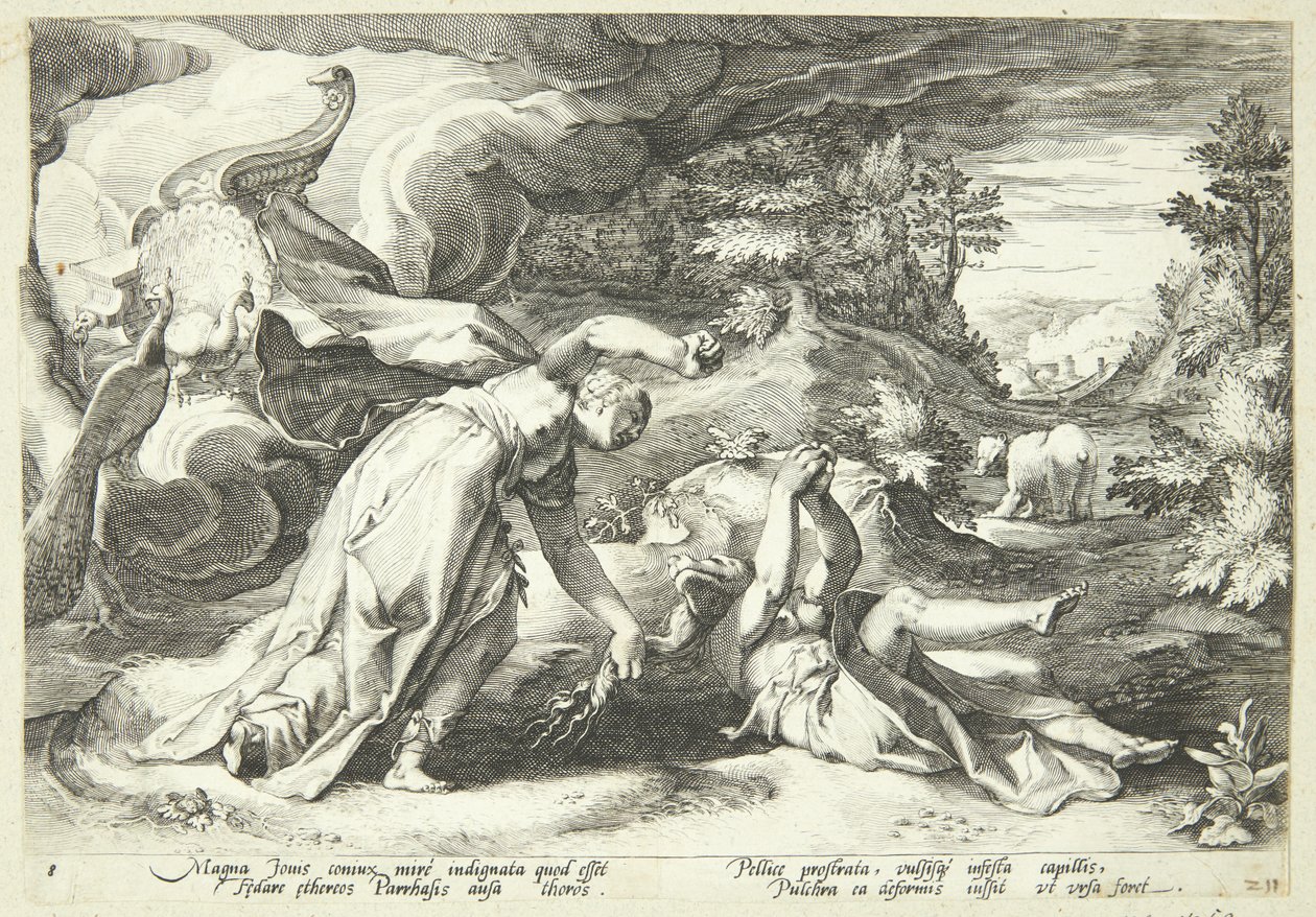 Juno verwandelt Kallisto in einen Bären von Hendrick Goltzius