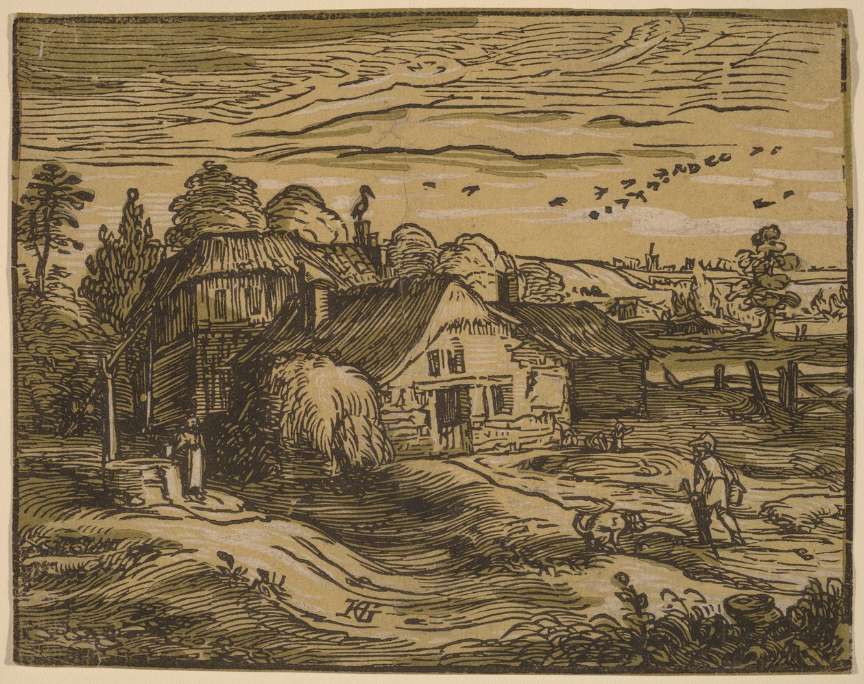 Landschaft mit Bauernhaus von Hendrick Goltzius