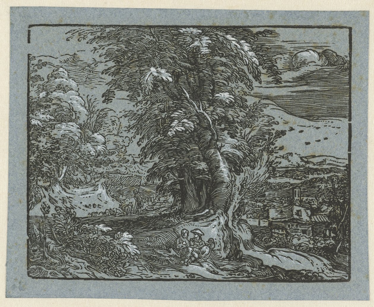 Landschaft mit sitzendem Paar von Hendrick Goltzius