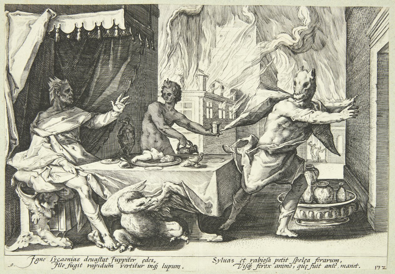 Lykaon wird in einen Wolf verwandelt von Hendrick Goltzius