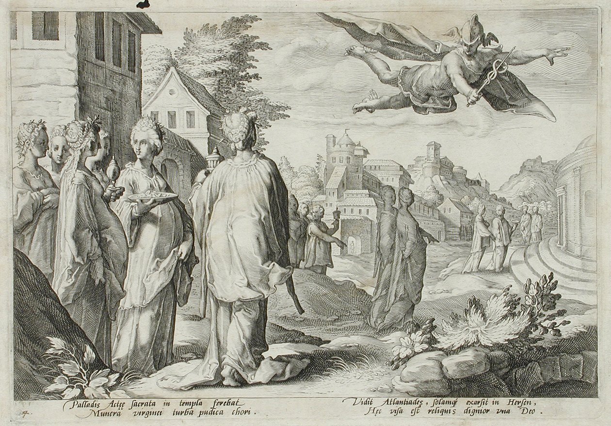 Merkur verliebt in Herse, Tochter des Cecrops von Hendrick Goltzius