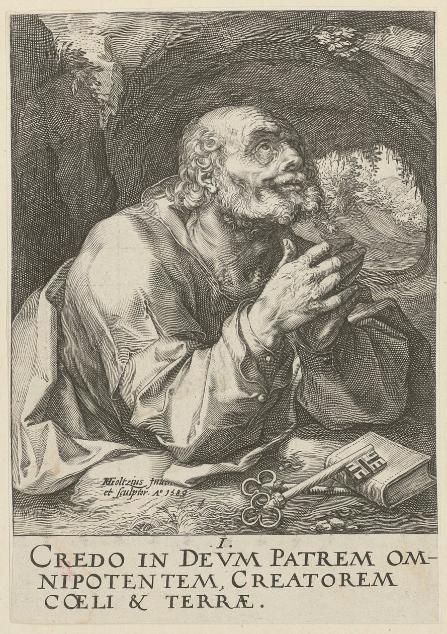Petrus, Blatt 1 der Folge „Christus, die zwölf Apostel und Paulus“ von Hendrick Goltzius