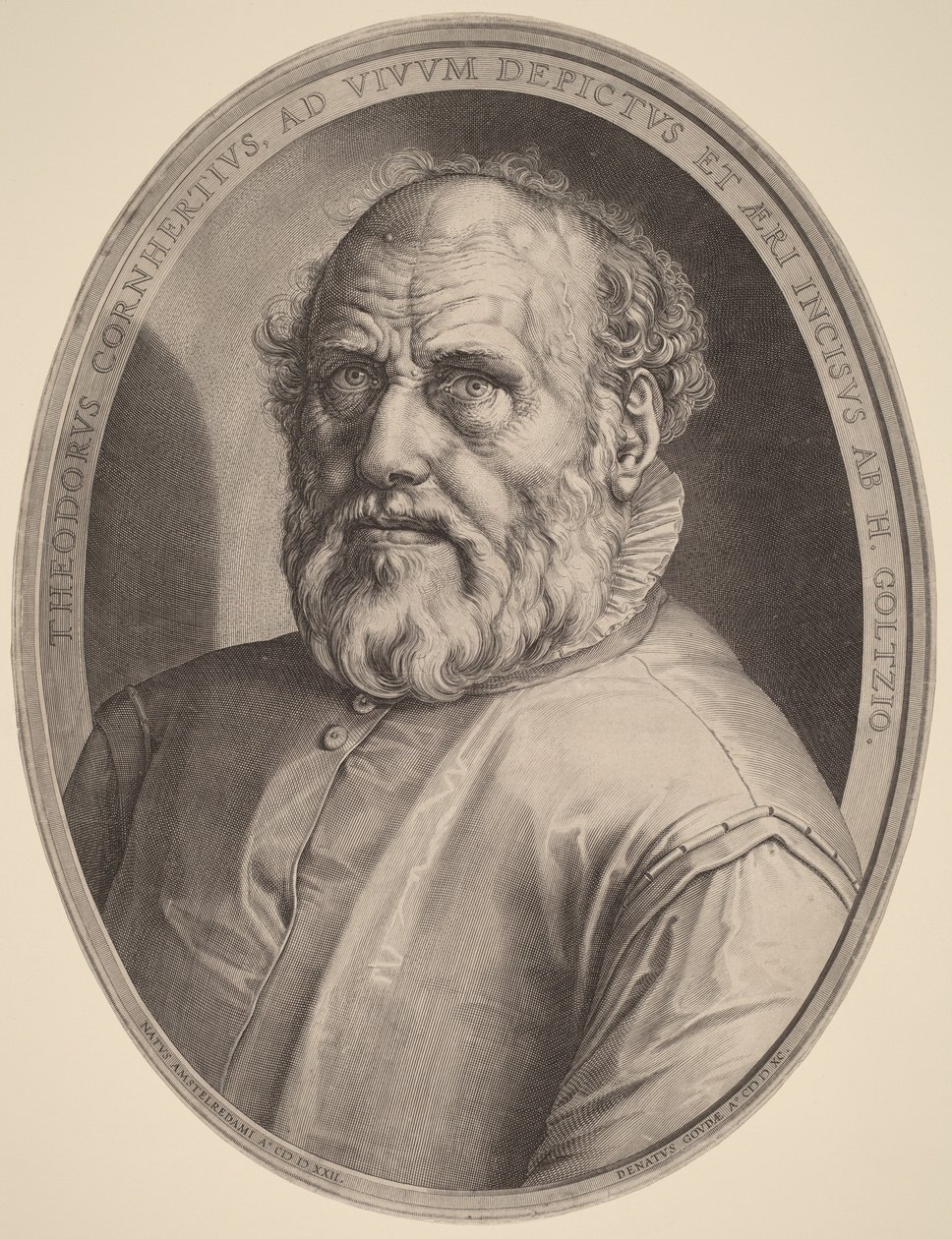 Porträt von Dirck Volckertsz. Coornhert von Hendrick Goltzius