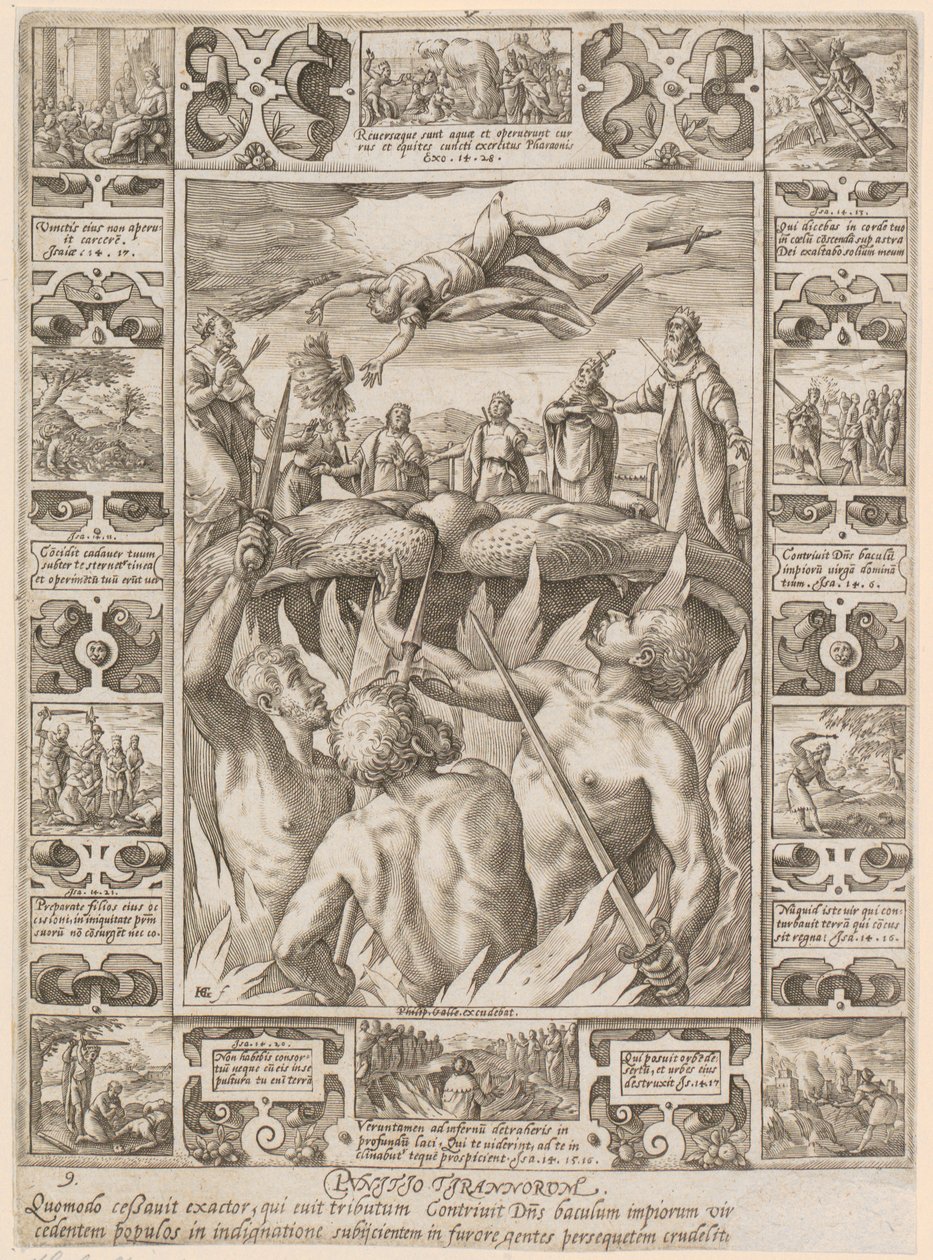 Punitio tirannorum, Blatt 9 der Folge "Allegorien des christlichen Glaubens" von Hendrick Goltzius