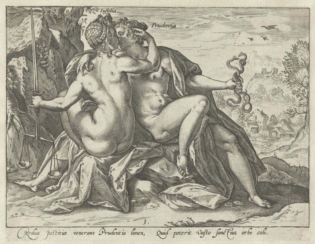 Gerechtigkeit und Vorsicht (Justitia / Prudentia) von Hendrick Goltzius