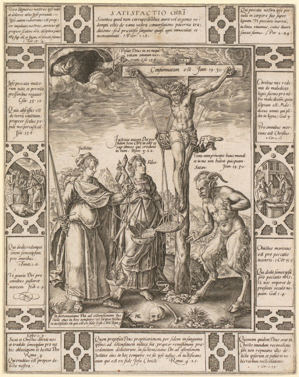 Satisfactio Christi, Blatt 3 der Folge "Allegorien des christlichen Glaubens" von Hendrick Goltzius