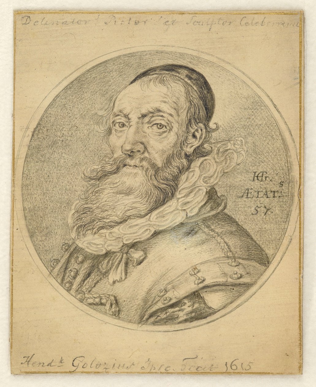 Selbstbildnis. Rund im Rechteck von Hendrick Goltzius