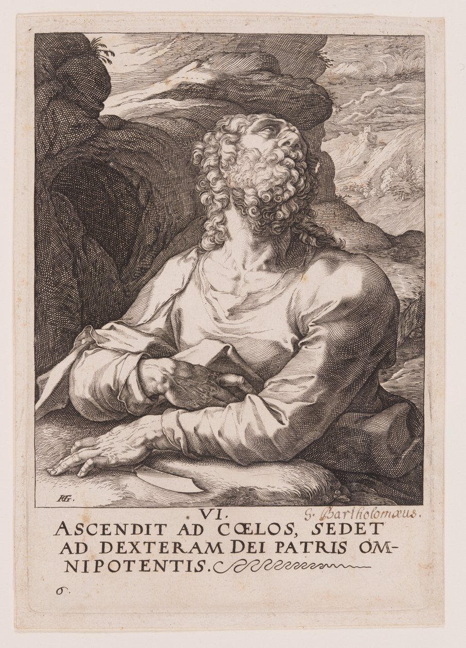 St. Bartholomäus, aus Christus, die Apostel und St. Paulus mit dem Glaubensbekenntnis von Hendrick Goltzius