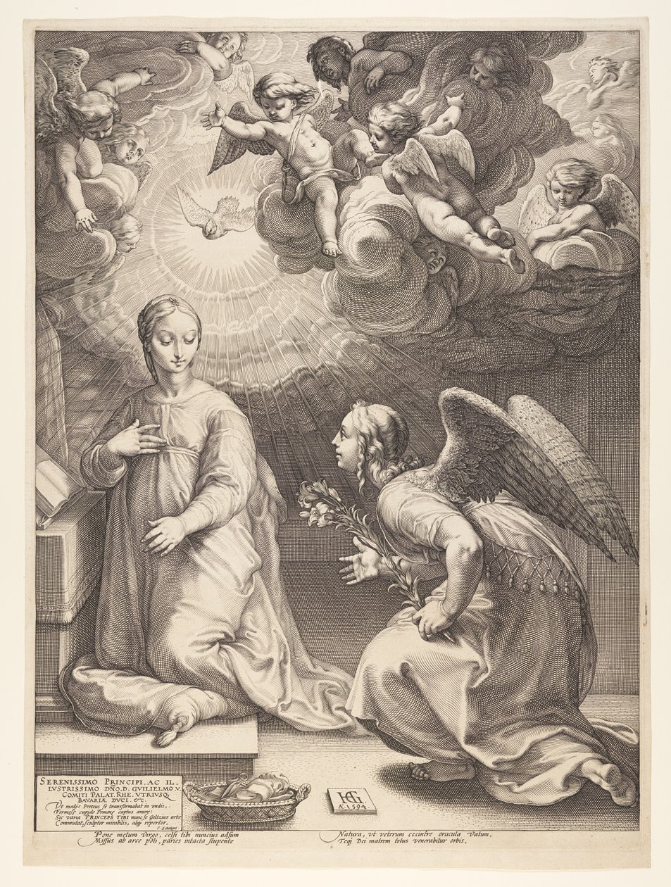 Die Verkündigung, aus Die Geburt und das frühe Leben Christi von Hendrick Goltzius