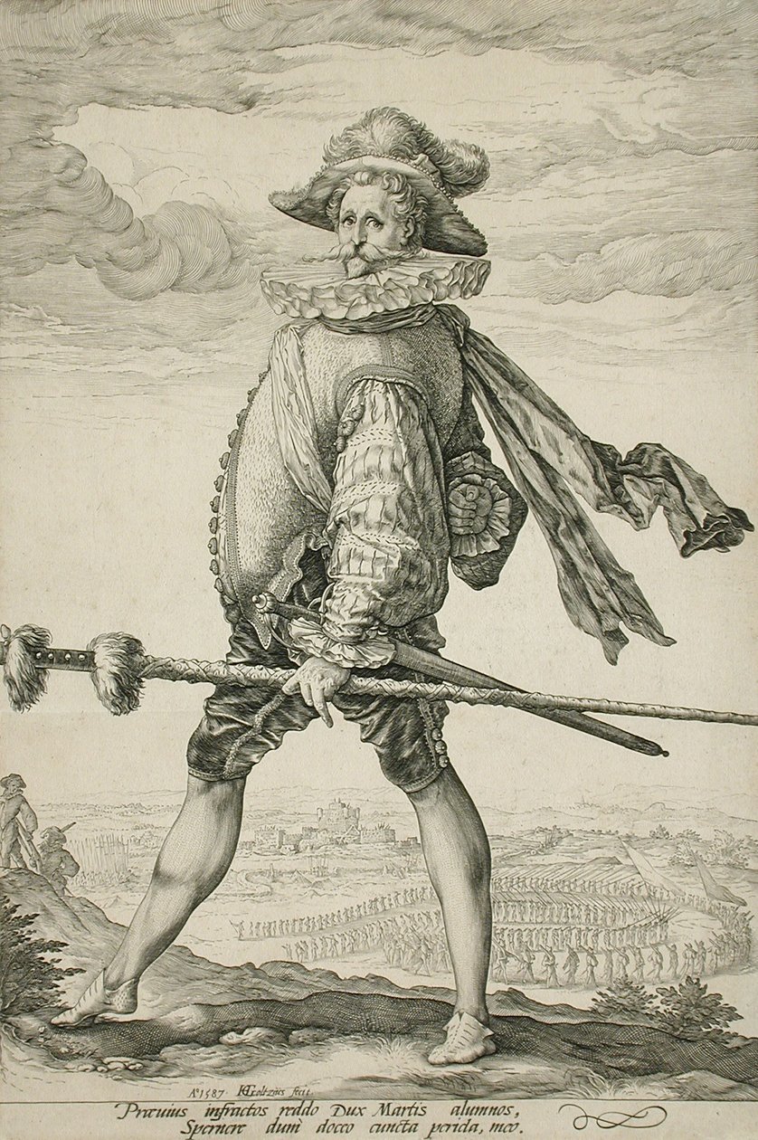 Der Hauptmann der Infanterie marschiert nach links von Hendrick Goltzius