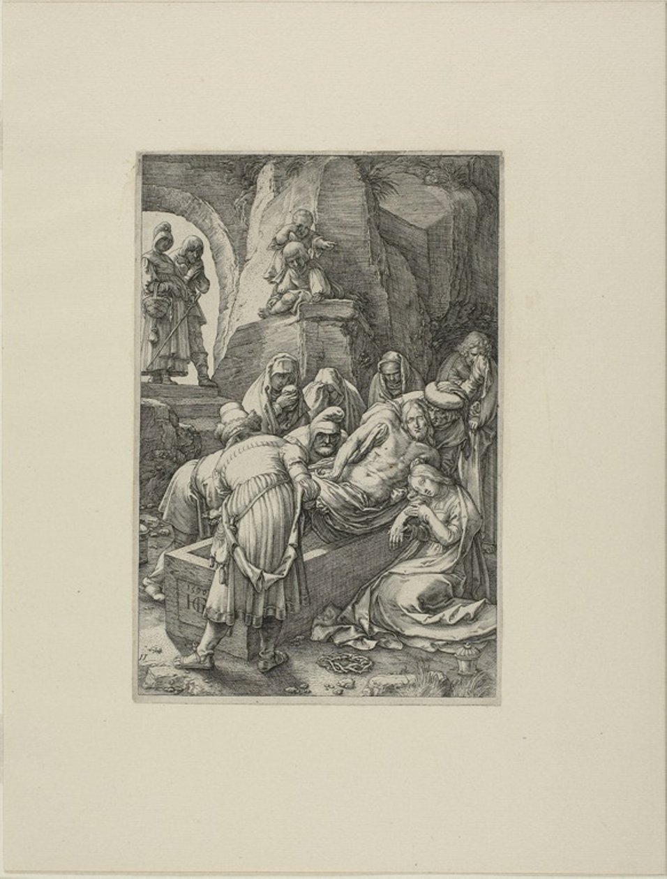 Die Grablegung, Platte elf aus Die Passion Christi von Hendrick Goltzius