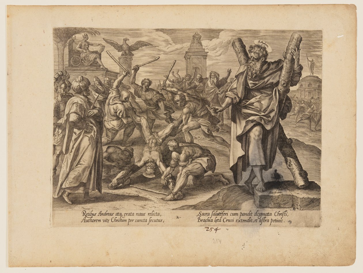 Das Martyrium des Heiligen Andreas, aus Das Martyrium Christi und der Apostel von Hendrick Goltzius