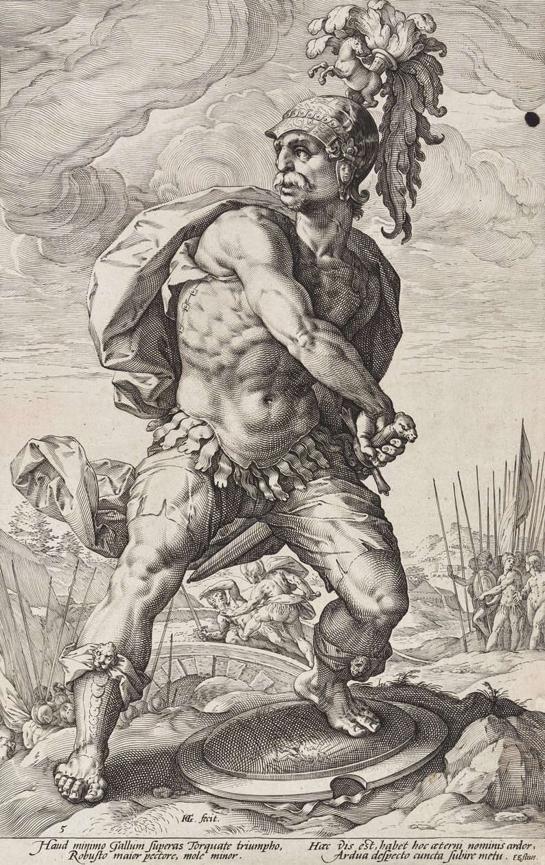 Titus Manlius Torquatus (Römische Helden, Blatt 5) von Hendrick Goltzius