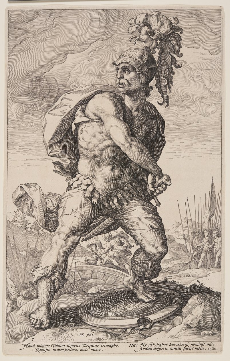 Titus Manlius Torquatus, aus Die Römischen Helden von Hendrick Goltzius