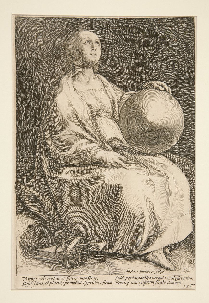 Urania, Platte 9 aus der Serie Die neun Musen von Hendrick Goltzius
